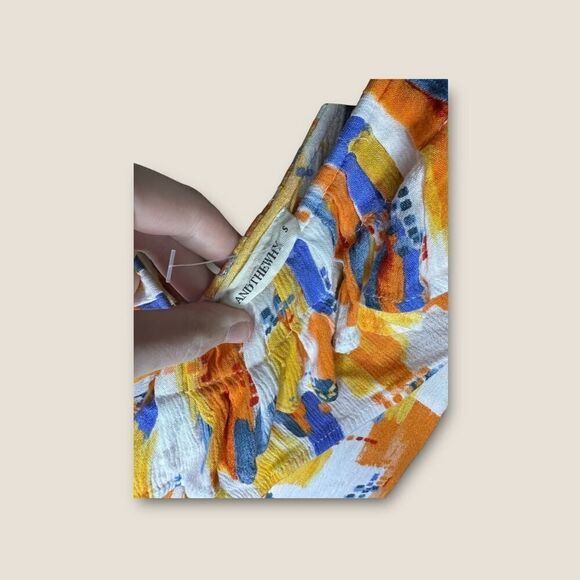 AndTheWhy Orange Splatter Print Sleeveless Blouse Size Small - Picture 4 of 4